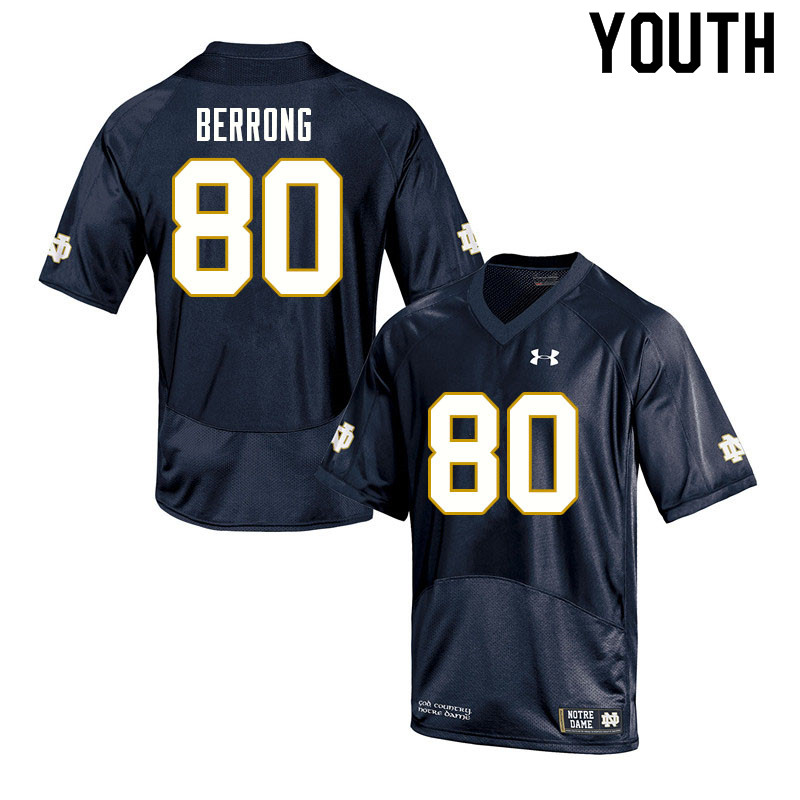 Youth #80 Cane Berrong Notre Dame Fighting Irish College Football Jerseys Sale-Navy - Click Image to Close